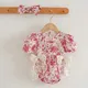 2024 New Summer Toddler Baby Girl Romper Short Sleeved Cotton Floral Printing Newborn Baby Jumpsuit