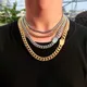 8/10/12mm Punk 18K Gold Plate Curb Cuban Chain Necklace Men Women Hiphop Miami Stainless Steel Bike