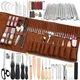 Kaobuy Leather Craft Tools Kit with Carving Tools Craft Making for Cutting Punching Sewing Carving