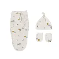 3Pcs Cute Newborn Baby Blankets Swaddles Wrap And Hat Set 100%Cotton Boys Girls Adjustable Swaddle