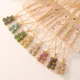 G&D Fashionable Simple Crystal Inlay Zircon Pendant Dual-tone Adorable Teddy Bear Necklace for
