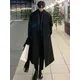 Mauroicardi Autumn Winter Long Loose Casual Black Brown Warm Wool Blends Trench Coat Men Double