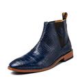 Men's Boots Chelsea Boots Dress Shoes Fleece lined Walking Casual Outdoor Daily PU Warm Breathable Comfortable Loafer Black Blue Color Block Fall Winter