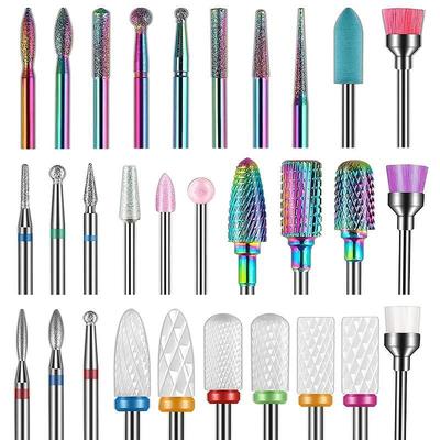 30 Pcs Nail Drill Bits - 3/32 Inch Ceramic Drill Bits For Nails, Diamond Carbide Cuticle Remover Bits, Manicure Pedicure Tool