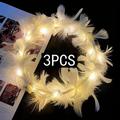 3pcs Luminous Faux Feather Headwear Elegant Glitter Garland Christmas Party Dress Up Headdress Headbands