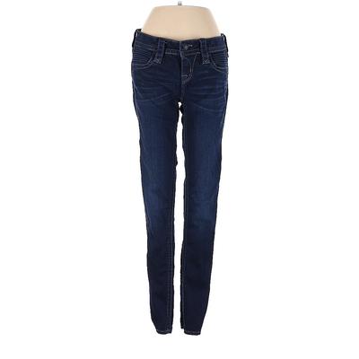 Rock Revival Jeans - Mid/Reg Rise Skinny Leg Boyfriend: Blue Bottoms - Women's Size 25 - Dark Wash