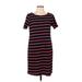 Pink Blush Casual Dress - Mini Scoop Neck Short sleeves: Blue Stripes Dresses - Women's Size Large