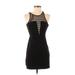 Forever 21 Cocktail Dress - Mini Plunge Sleeveless: Black Solid Dresses - Women's Size Small