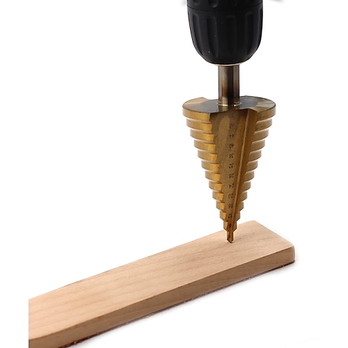 hss Stufenbohrer Titan 4mm-45mm Kunststoffrohr Verpackungsschaft für Holz und Metall, 5-19 Stufengrößen von 4 mm bis 45 mm Image