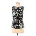 Calvin Klein Sleeveless Blouse: Black Floral Tops - Women's Size X-Small