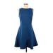 Gap Casual Dress - A-Line High Neck Sleeveless: Blue Print Dresses - Women's Size 6