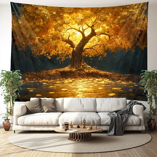 Wandteppich Baum des Lebens Malerei hängende Tapisserie Wandkunst große Tapisserie Wandbild Dekor Fotografie Hintergrund Decke Vorhang Zuhause Schlafzimmer Wohnzimmer Dekoration Wandtuch XXL Natur Image