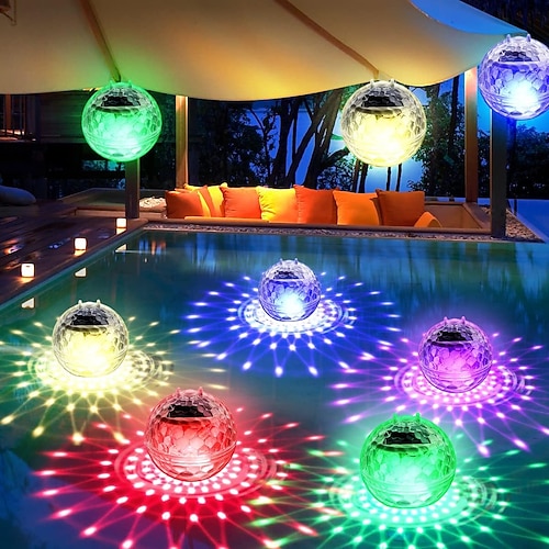 Schwimmende Solar-Poolbeleuchtung, Unterwasser-LED-Beleuchtung mit RGB-Farbwechsel, wasserdichte LED-Poolbeleuchtung für die Außenbeleuchtung von Garten, Hinterhof, Rasen, Weg, Hochzeitsfeier, Pooldekoration, 1/2 Stück Image