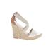 Jean-Michel Cazabat Wedges: Slip On Platform Boho Chic Ivory Shoes - Women's Size 41 - Open Toe