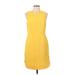 Cremieux Casual Dress - Sheath Crew Neck Sleeveless: Yellow Solid Dresses - Women's Size 10