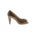 Prada Heels: Slip-on Stilleto Cocktail Brown Solid Shoes - Women's Size 37 - Peep Toe