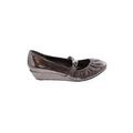 KensieGirl Flats: Pumps Wedge Casual Brown Print Shoes - Women's Size 6 1/2 - Almond Toe