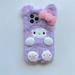 Kawaii Hello Kitty Plush Phone Case for Iphone11 12 14 13 15Promax Winter Plush Embroidered Sanrio Kt Cat Phone Protective Case