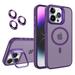 Dteck Case for iPhone 14 Pro Max Magnetic Mag-Safe Matte PC Case with Camera Lens Protector Shockproof Rubber Metal Camera Protection Kickstand Cover Darkpurple