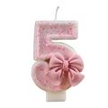 Pink Birthday Number Candle 3 Inch 0-9 Birthday Candles 3D Bow Designed Glitter Pink Number Candles Birthday Party Pink Theme Decorations Supplies for Birthday Baby Shower Boys Girls Theme Party M2H2