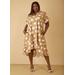 Plus Size Dot Print Linen Blend Hi Low Dress