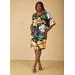 Plus Size Knotted Floral Print Dress