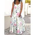 femmes grande taille courbe tenue décontractée robe swing robe débardeur robe longue florale maxi robe sans manches imprimé col v moderne quotidien blanc rose été printemps l xl xxl 3xl 4xl