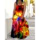 femme grande taille courbe robe décontractée robe swing robe à bretelles papillon paon longue robe maxi robe sans manches imprimé sangle romantique quotidien vert foncé multicolore été printemps l xl