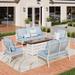 Alphamarts 7 Person Patio Furniture w/ Loveseat & Fire Pit Table Metal/Rust - Resistant Metal in Blue | 35 H x 74.8 W x 29.25 D in | Wayfair