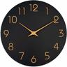 Sunxury - Horloge murale noire de 35,6 cm, silencieuse, sans tic-tac, silencieuse, avec chiffres en