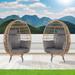 SANSTAR Swivel Wicker Outdoor Lounge Egg Chair Wicker/Rattan in Gray/Brown | 58.2 H x 28.5 W x 29.9 D in | Wayfair W-RJDC58GY-BB
