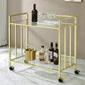 Mercer41 Kornel Metal Bar Cart Glass/Metal in Yellow | 35 H x 32.1 W x 16.15 D in | Wayfair EF79CC89C1094E16B762010D292367A5