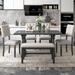 Red Barrel Studio® Dining Set w/ Bench Dining Table w/ Bench Farmhouse Table & Bench Set Dining Table Set in Gray | Wayfair