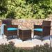 Latitude Run® 3 Piece Rattan Seating Group w/ Cushions Synthetic Wicker/All - Weather Wicker/Wicker/Rattan in Blue/Brown | Outdoor Furniture | Wayfair