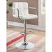 Orren Ellis Selmner Swivel Adjustable Bar Stool Wood/Upholstered/Leather/Metal/Faux leather in White | 20.1 W x 20.4 D in | Wayfair