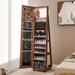 Latitude Run® 64" Jewelry Organizer Lockable Jewelry Cabinet Armoire W/Mirror & Led Lights Manufactured in Brown | 64 H x 15 W x 15.5 D in | Wayfair