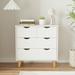 George Oliver 4 Drawer Dresser For Bedroom Storage Dresser White Sofa Table Nightstand Chest Of Drawer in Brown/White | Wayfair