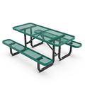 Arlmont & Co. Kristy Commercial Grade Expanded Mesh Metal Outdoor Picnic Table w/ Anchors Metal in Green | 29.5" H x 61.75" W x 72.25" L | Wayfair