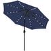 Arlmont & Co. Belva 110" Lighted Market Umbrella w/ Crank Lift Counter Weights Included, Steel in Blue/Navy | 110 H x 110 W x 110 D in | Wayfair