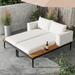 Ebern Designs Spero 55" Wide Outdoor Patio Daybed w/ Cushions Wood/Metal in Gray | 21 H x 55 W x 59 D in | Wayfair 58EAED43DD374B39957A01B2EC1926F7