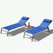 Ebern Designs Ambee Outdoor Metal Chaise Lounge Set w/ Table Metal in Gray | 38.35 H x 22.83 W x 65.12 D in | Wayfair