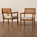 Arm Chair - Wholesale Interiors Baxton Studio Emilia Modern Japandi Wood 2-Piece Arm Chair Set w/ Woven Rattan Polyester in Brown | Wayfair