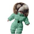 JDEFEG Bib Pants Kids Outerwear Hooded Warm Girl Jumpsuit Jacket Boy Coat Baby Winter Romper Boys Coat&Jacket Snow Pants Size 8 Girls Polyester Green 75