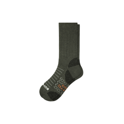 Men's Hiking Performance Calf Socks - Dark Olive - Extra Large - Cotton Blend - Bombas