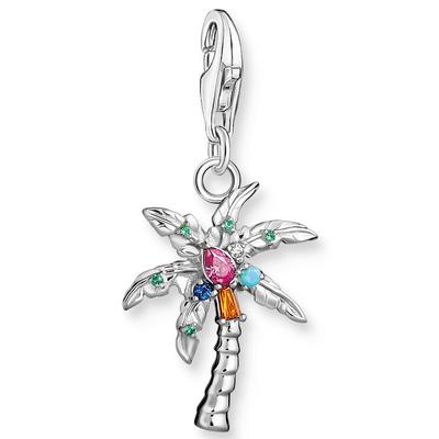 Charm-Einhänger THOMAS SABO "Palme, 1932-342-7", silber (silberfarben, mehrfarbig, mehrfarbig), Charms, Damen, Silber 925 (Sterlingsilber), mit Glas-Keramik Stein Image