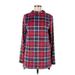 Lands' End Casual Dress - Shift High Neck Long sleeves: Red Print Dresses - Women's Size 6