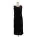 R&M Richards Casual Dress - Midi Scoop Neck Sleeveless: Black Solid Dresses - Women's Size 14