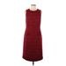 Lands' End Casual Dress - Sheath: Burgundy Fair Isle Dresses - Women's Size 6 Tall