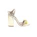 Betsey Johnson Heels: Ivory Floral Shoes - Women's Size 5 1/2 - Open Toe
