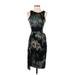 Halston Heritage Casual Dress - Sheath: Black Acid Wash Print Dresses - Women's Size 2